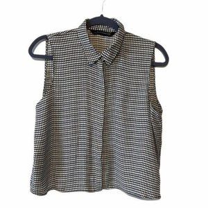 Zara Women B&W Button Up Tank Blouse